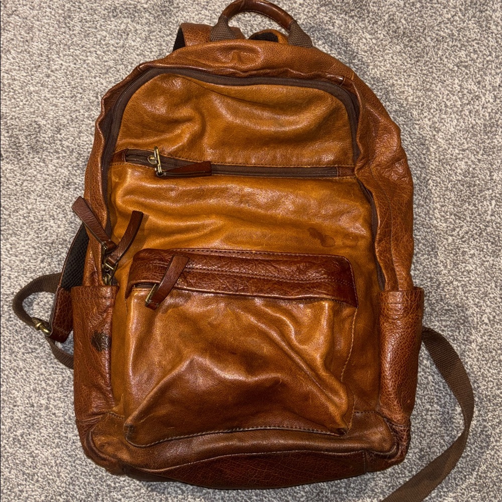 FOSSIL Classic Brown Leather Men’s Backpack good condition - Picture 2 of 9